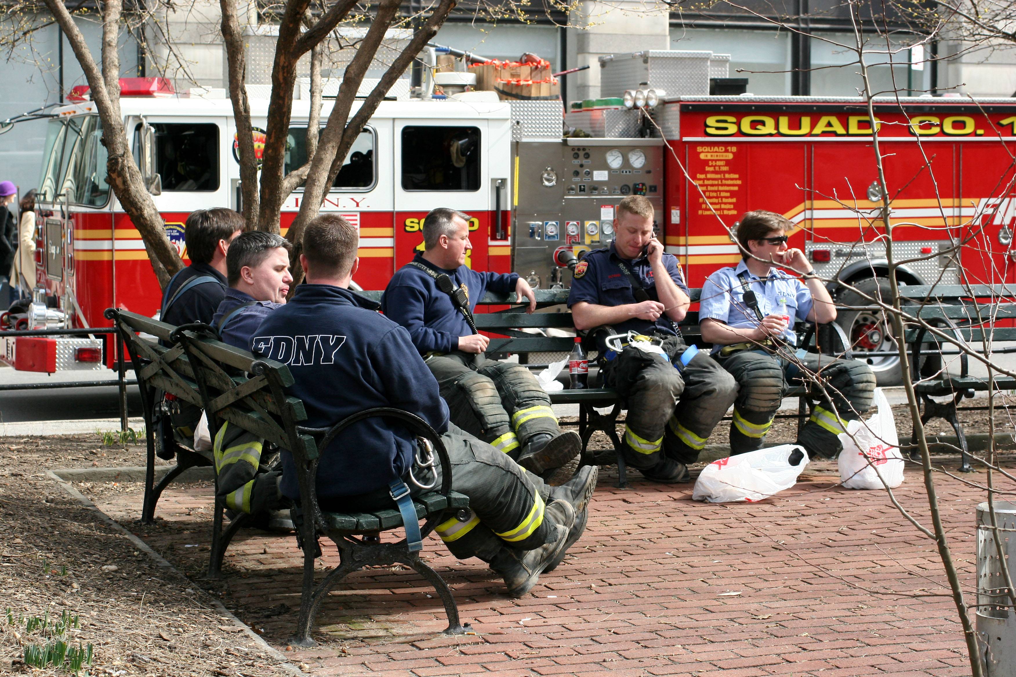  NYC Firemen on Lunch Break