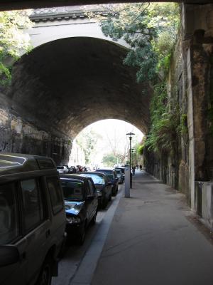 Underneath the Harbour Bridge, why it's called the Rocks.
