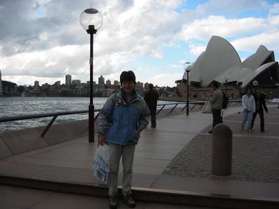 Cherrie at Circular Quay. One of only 2 dreary days.