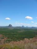 Glasshouse Mountains and pine plantation.