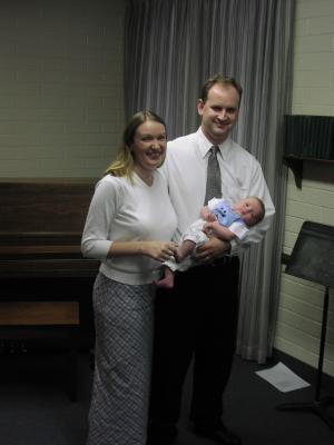 Preston and his parents after the blessing