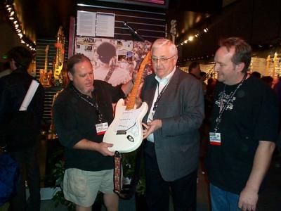 This one is presented to John Page of the Fender Museum by Bill Schultz and Mike Eldred