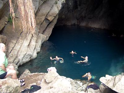 Swimming in the Cave near Tamul