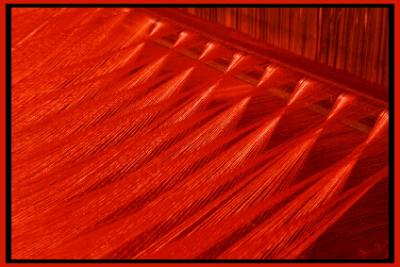 red silk in Silk Museum in Lyon