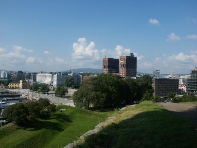 View to the city hall from the Akerhus Fortress