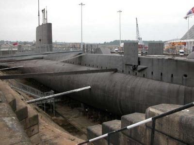 Chatham Dockyard - Submarine 'Ocelot' in Dry Dock