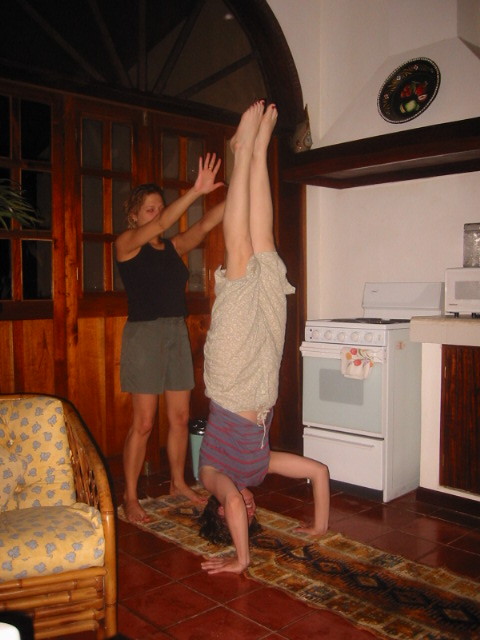 after the long swim: barb and kristen at villas nicolas