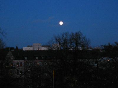 Moon rising over Stockholm