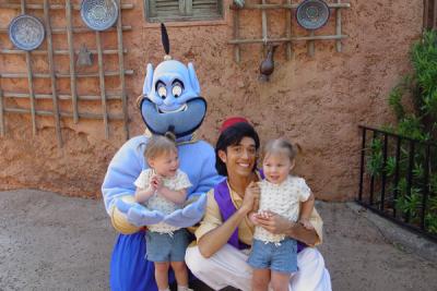 We also met some guy named Aladin and his big blue friend.  We didn't know who they were but Mom seemed to like them