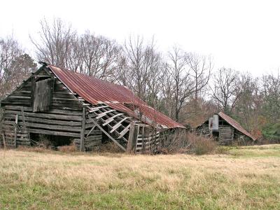 Barn and Log Cabin