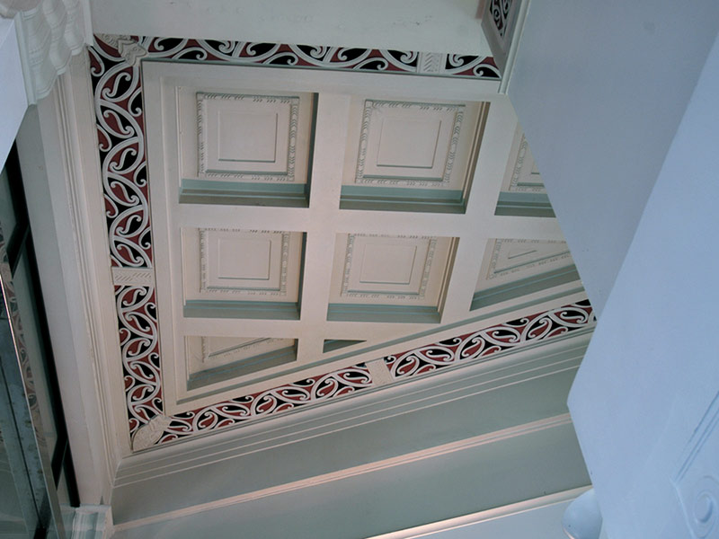 Ceiling Details - ASB Bank, art deco and maori motif