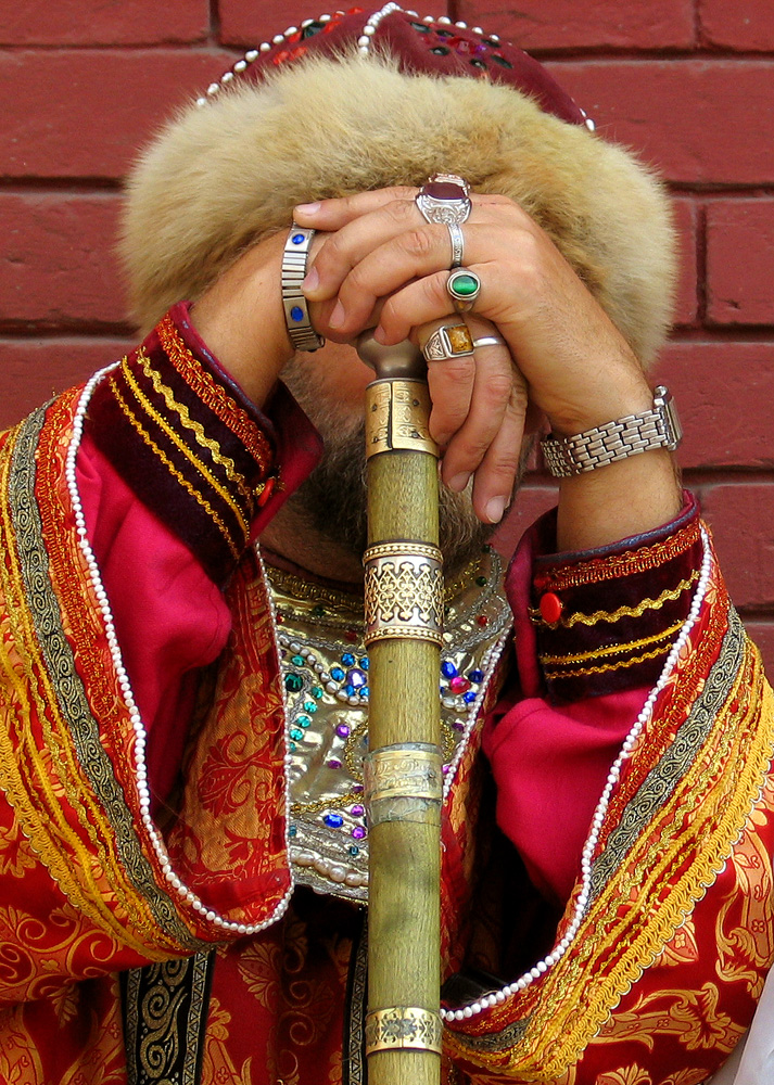 Taking a break, Moscow, 2003