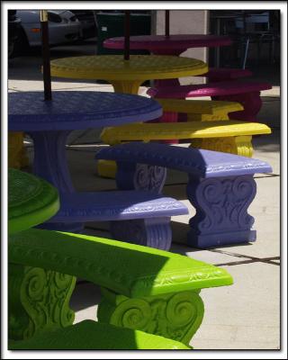 Colorful Tables at Noon