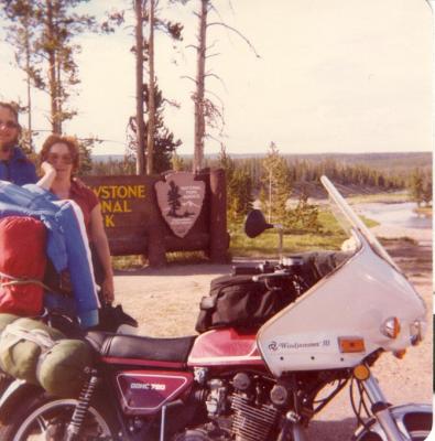 Me, my wife, and my '77 XS7502D at Yellowstone. 1980ish