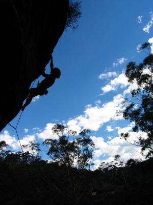 Mark Hately battling with a nasty 23 at the Main Wall at the Glen