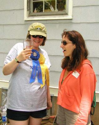 Becky Pyle, wearing her ribbons, with BURP regular Sarah Jazs