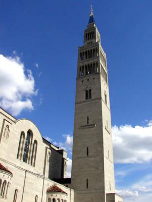 Rear, left side view of the Bell Tower