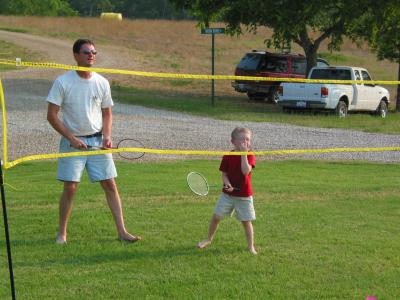 Paul and Ryan playing Badminton