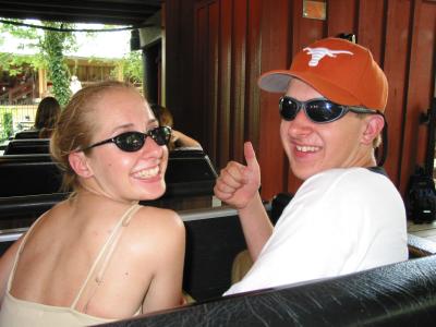 Mallory and Paul on the Runaway Mine Train