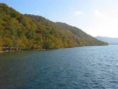 Towada Lake from boat.  Can you feel the peaceful atmosphere