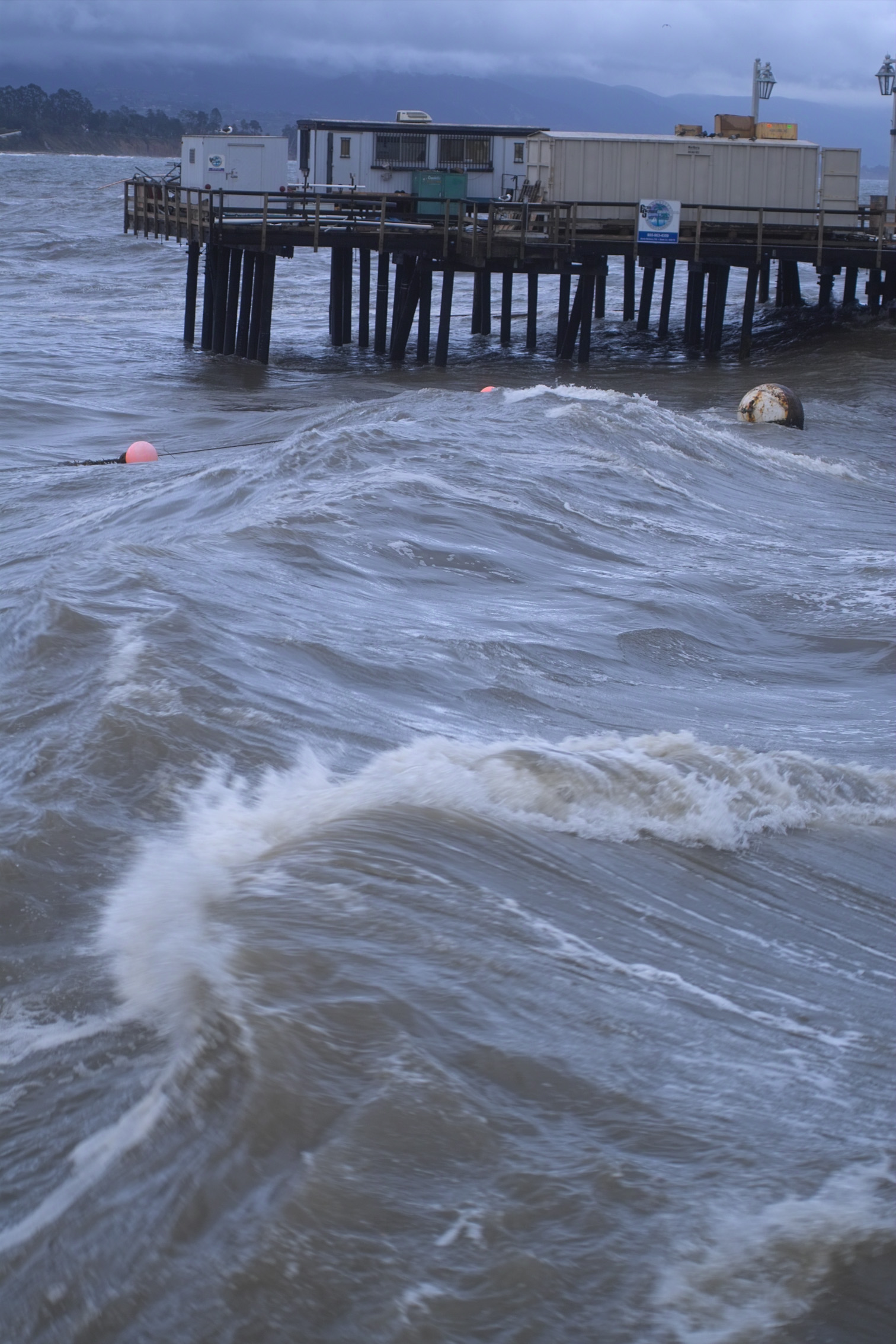 santa barbara pier in heavy weather