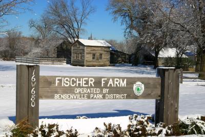 Fischer Farm Sign in Winter
