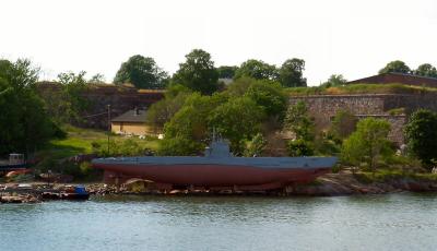 Helsinki - no idea what the old small sub is doing on the shore