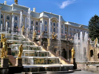 St. Petersburg Russia - Peterhof palace - fountains are naturally fed, No Pumps!