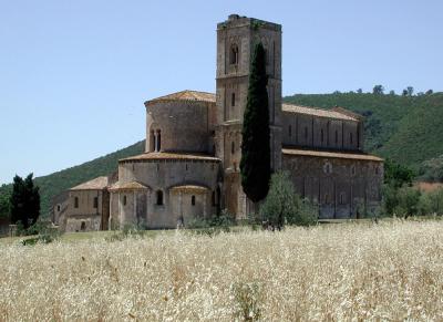 The abbey church - Sant' Antimo, built in 1118, although legend has it that Charlemagne founded it in 781.
