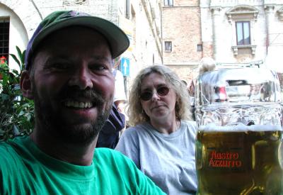 Self-Portrait: Tom and very large beer with Holly after the walk