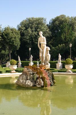 Sculpture in the Villa Borghese gardens behind the Borghese Museum in Rome, Italy.