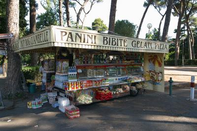 One of the ever-present food stands scattered throughout Rome. This one was near Piazza Brasil, at the top of the hill near Via Veneto.