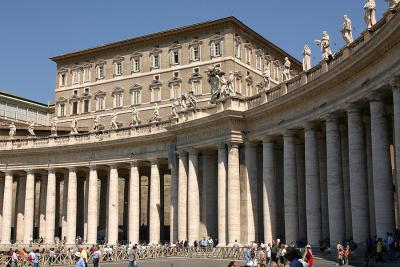 The colonnade in St. Peter's Square in the Vatican.