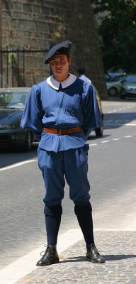 One of the Swiss Guard near St. Peter's Square in the Vatican.