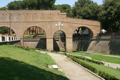 Aquaduct and secret passageway that traverses Castel Sant'Angelo and Vatican City in Rome, Italy.