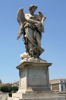 One of Bernini's Breezy Angels on the Ponte Sant'Angelo in front of Castel Sant'Angelo.