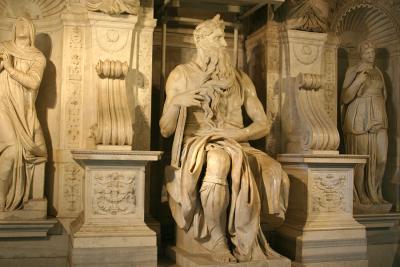 Michelangelo's Moses in a church near the Colosseum in Rome, Italy.