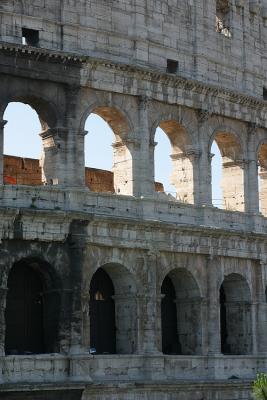 The northeast wall of the Colosseum in Rome.