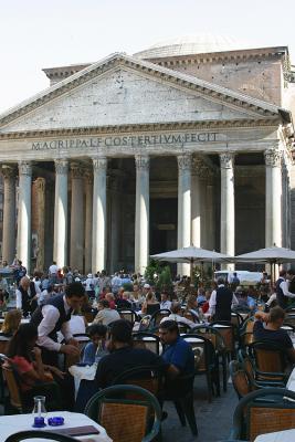 The plaza in front of the Pantheon, Piazza della Rotonda, in Rome, Italy.