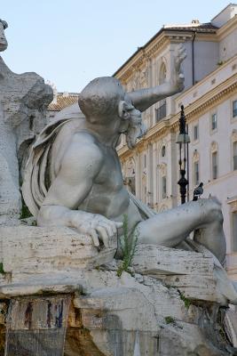 la Fontana dei Fiumi, the fountain of the four rivers by Bernini in the center of Piazza Navona in Rome, Italy.