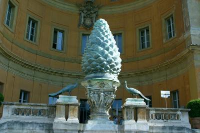 The famous pine cone in Cortile della Pigna at the Vatican in Rome.