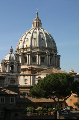 A view of St. Peter's Basilica from a window in the Vatican Museum.
