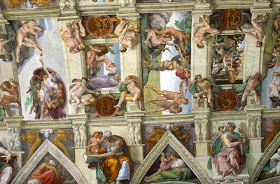 The famous ceiling of the Sistine Chapel in the Vatican in Rome, Italy.