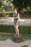 Charlotte goofing on the statue in the gardens behind the Borghese Museum, Rome, Italy.