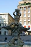 Fontana del Tritone in Piazza Barberini in Rome Italy at the base of Via Veneto.