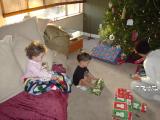 Cooper and Leila getting ready to open gifts