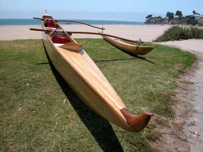 Beautiful wooden Outrigger canoe - Woodies at the Beach - Santa Barabara 2002