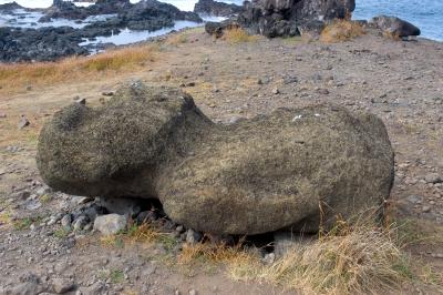 easter island  moai lying