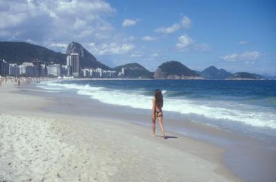 Walking along Copacabana Beach