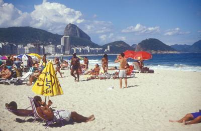 Crowded section of Copacabana Beach